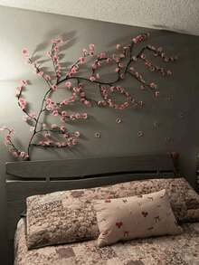 LED Cherry Blossom Branch Wall Lamp, 8 Lighting Modes, Soft Willow Branch Shape, Floral Wall Decor, Suitable For Bedroom, Home, Spring Decoration - Multicolor - View 5