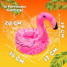 12 Inflatable Flamingo Cup Holders For Pool Parties And Beach Events - Hot Pink - View 3