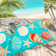 1pc Ocean Creatures Starfish Seashell Print Beach Towel, Super Absorbent Quick Dry Towel For Swimming, Soft Beach Blanket, Suitable For Beach, Swimming, Outdoor Camping Travel, Ideal Beach Essential - A - View 7