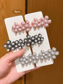 6pcs Colorful Flower Hair Clips, Sweet Style Hair Accessories Suitable For Daily Use - Multicolor - View 2