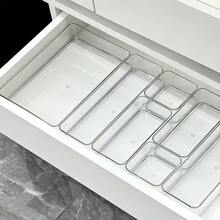 4/5/6/7/8/11pcs Desktop Cosmetic Storage Box, Combination Transparent Plastic Drawer Organizer Set, Transparent Vanity Storage Box, Exquisite Storage Box, Desktop Drawer Divider Organizer Box And Storage Bin, Suitable For Cosmetics, Jewelry, Small Tools In Kitchen, Bedroom, Bathroom, Office, Party Desktop Drawer Decor - Clear - View 3