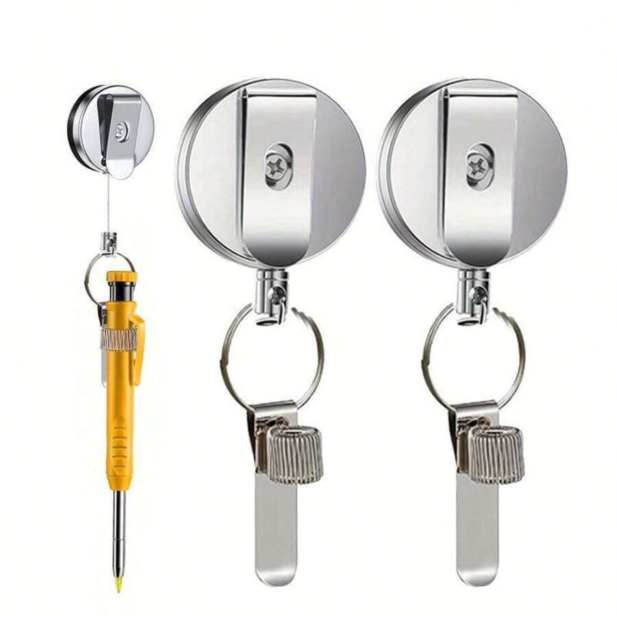 Retractable Lanyard Pen Holder, Suitable For Carpenters, Nurses, Service Staff With Belt Clip And Keychain - A - View 1
