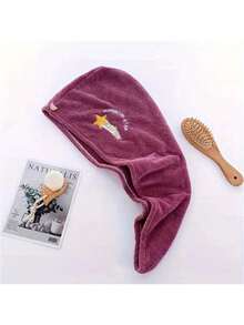 1/2 piezas Toalla de pelo de microfibra súper absorbente - Felpa coral suave, turbante de pelo que absorbe el agua y se seca rápido, bordado, sin formaldehído, accesorios de baño, gorro de dormir para el cabello - Multicolor - Ver 10