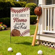 Au cas où nous ne serions pas là, veuillez regarder le terrain de baseball. Ce drapeau de jardin, mesurant 12 x 18 pouces et présentant un design humoristique pour les passionnés de sports, est parfait pour les fans de baseball et de softball comme décoration extérieure - A - Voir 3