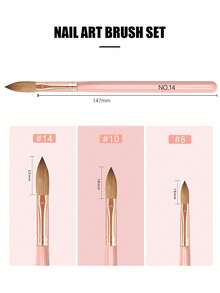 3Pcs Acrylic Nail Brush Set #8/10/14 Professional Acrylic Powder Extension Nail Brushes Nail Art 3D Carving Manicure Salon Tools - Multicolor - View 6
