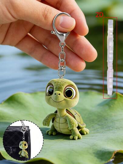 1 pieza Llavero con diseño de tortuga de estilo lindo y plano, compatible con mochilas, llaves, carteras - Llavero de estilo lindo, colgante decorativo con forma de tortuga, perfecto para bolsos y llaves de coche, llaves de coche, mochilas y bolsos, colgante de bolso, sin necesidad de baterías, accesorio funcional para vehículos, accesorios para carteras de mujer y teléfonos móviles, ideal para regalar a amigos, familiares, accesorios para fiestas, recuerdos, regalos para amantes de los animales, 2d plano