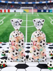 100个足球透明礼品袋，黑白足球礼品包装袋，男孩生日派对小礼品袋，足球比赛礼品包装用品，足球冠军庆祝餐桌装饰，足球主题派对用品，足球生日派对糖果袋，足球球门派对礼品袋填充物，婴儿派对装饰，厨房烘焙袋和分装袋，房间装饰，家居装饰，足球装饰，生日礼物，派对礼品 - 足球 - 查看 9