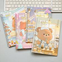 A5 Spiral Notebook 40 Sheets, Cute Bread Bear Cover, Lined Pages, Office Supplies, Student Learning Notebook, Hardcover Notebook With Foil Stamping - A5 - View 4
