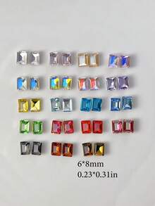 30颗长方形直角美甲水钻，流行方形平底水钻，6*8mm玻璃水钻美甲装饰 - 彩色 - 查看 4