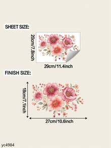 【自粘墙纸】透明全覆盖自粘墙纸 - 可移除PVC乙烯基材质，光面，不对称花卉图案（7.8英寸 x 11.4英寸）- 1片装，适用于墙面 - 1PC - 查看 13