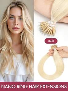 12-22 Inch Nano Ring Hair Extensions, Real Human Hair, Natural Black Color, Nano Bead Straight Hair Extensions, Invisible Nano Hair Extensions For Women, Suitable For Daily Wear, Party, Wedding, Easy To Install And Wear - Multicolor - View 33