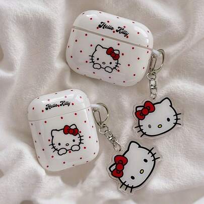 SANRIO 可爱白色波点卡通图案耳机保护套，兼容 3和4，柔软TPU材质，萌趣耳机套