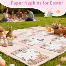 Easter Guest Towels 20Pcs Vintage Rabbit Paper Dinner Napkins For Bathroom Decor Easter And Spring Parties - Bunny - 查看 7
