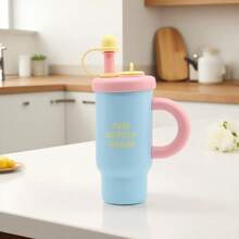 Bình giữ nhiệt bằng thép không gỉ dung tích lớn có tay cầm, bình nước văn phòng có ống hút, cốc trà phù hợp cho cả nam và nữ, cốc cà phê du lịch cách nhiệt chân không bằng thép không gỉ có thể tái sử dụng, cốc đựng đồ uống cách nhiệt chống rò rỉ. - Nhiều màu - Xem 11