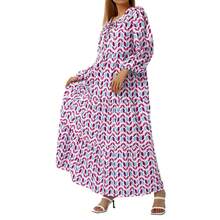European And American Plus Size Women Loose Fit Bohemian Round Neck Lantern Sleeve Sweet Girl Dress Summer Casual Beach Party Mini Dress - Kim cương đỏ - Xem 4