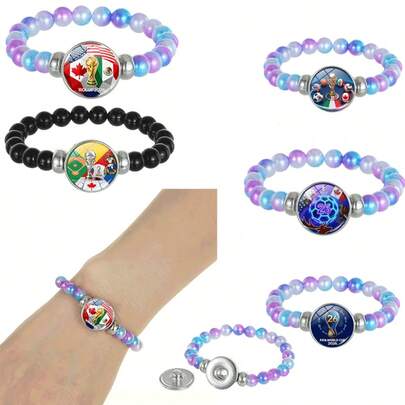 FIFA FIFA 1件2026国际足球串珠手链，镶钻装饰，球迷纪念品，创意派对服装道具，节日/生日礼物