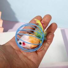 1pc Interactive Cat Toy With Tail - Artificial Feather. Endless Fun Hamster Cat Toy, Made Of Durable Fabric Material, Cat Interactive Toy - Multicolor - View 5