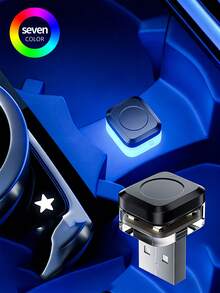 2 piezas Luces de ambiente USB para coche, Luces decorativas LED portátiles mini, Luces de modelado de ambiente para fiestas, Adecuadas para accesorios interiores de automóviles, RGB/Azul/Blanco/Rojo - 2 piezas - Ver 3