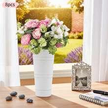 8Pcs White Metal Flower Buckets, Flower Display Buckets, Wedding Flower Display Buckets, Galvanized Metal Vases, 10 Inches Flower Vase With Handles, French Flower Bucket, Rustic Farmhouse Vases For Home Decor Wedding Table Centerpiece - A - 查看 4