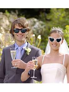 2pcs Personalized Letter Fashion Glasses, Available In White And Black, Suitable For Bride, Groomsman, Bridal Party, Newlyweds, Great Wedding Gift - View 8