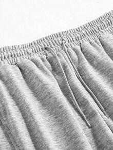 Men's Loose Fit Wide Leg Pants In Gray, Featuring Solid Color Design With Drawstring Waist Details, Made Of Thin Polyester Fabric, Suitable For Casual Wear, Everyday Outings And Sports Activities In Spring And Summer - Xám - Xem 4