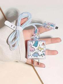 5件套恐龙充电线保护套，兼容 20W 13/14 Pro Max充电器，防断裂 - 彩色 - 查看 5