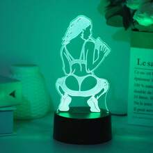 1 pieza Luz de noche de moda 3D, alimentada por USB, multicolor cambiante, lámpara de decoración de escritorio, iluminación de dormitorio, regalo de cumpleaños, regalo festivo, lámpara de mesita de noche - Multicolor - Ver 5