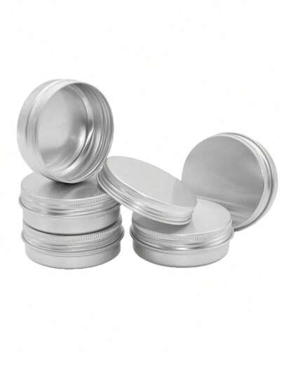 24/12pcs Aluminum Round Metal Cans With Screw Caps, Capacity 10ml/30ml/50ml/60ml, Refillable, Metal Cans With Lids, Aluminum Empty Cans, Metal Candle Storage Tins, Suitable For Crafts, Candy, Cosmetics, Lip Balm, Candles, DIY And More