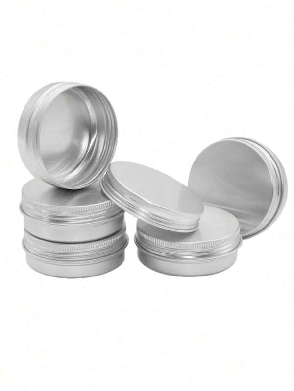 24/12pcs Aluminum Round Metal Cans With Screw Caps, Capacity 10ml/30ml/50ml/60ml, Refillable, Metal Cans With Lids, Aluminum Empty Cans, Metal Candle Storage Tins, Suitable For Crafts, Candy, Cosmetics, Lip Balm, Candles, DIY And More