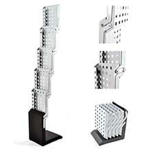 Estante plegable para revistas de alta resistencia para catálogo literatura folletos soporte de exhibición de aluminio portátil 5 bolsillos para ferias comerciales oficina - Negro y plateado - Ver 1