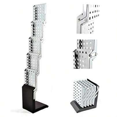Estante plegable para revistas de alta resistencia para catálogo literatura folletos soporte de exhibición de aluminio portátil 5 bolsillos para ferias comerciales oficina
