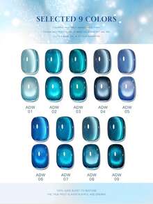 15毫升容量 2026春夏及新年宝石蓝玻璃珠，岛屿蓝冰川猫眼新款女士圣诞礼品套装，包含水晶石猫眼凝胶指甲油 - 彩色 - 查看 3