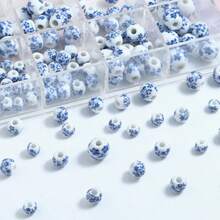 30颗复古牡丹花卉印花陶瓷珠,手工饰品制作材料,适用于DIY项链、手链和工艺品制作 - 优雅花卉陶瓷散珠(材质:陶瓷) - 彩色 - 查看 7