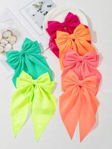 6 st minimalistiska fluorescerande rosettband elastiska hårspännen - Multifärgad - Visa 2