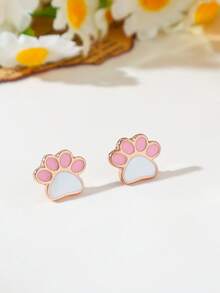 一对优雅珐琅可爱猫爪造型耳环，时尚精致百搭，适合日常佩戴，另有狗爪和熊掌图案耳环可选。 - 貓爪耳釘 - 查看 3