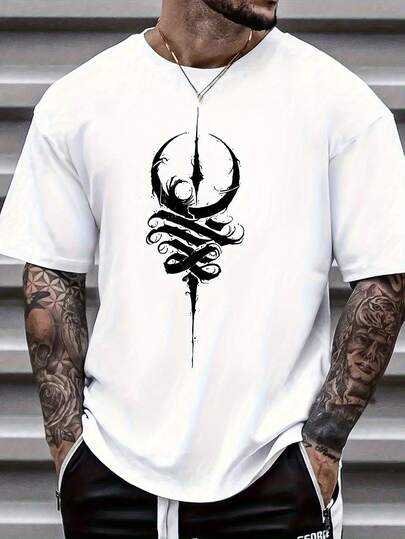 Camiseta casual para hombre, camisetas gráficas para hombre, camisa blanca Manfinity,% algodón, ropa urbana, tallas grandes y altas para hombre, ropa para hombre, tallas grandes, regalos para hombre, camisetas divertidas, ropa de verano para hombre, conjuntos de vacaciones, camiseta de manga corta con estampado de estilo urbano, cuello redondo, informal, para uso diario en verano.