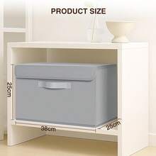 Scatola portaoggetti pieghevole in tessuto grigio con coperchio, organizer per vestiti, scatola portaoggetti per guardaroba, set da 2 - Grigio - Visualizzare 4