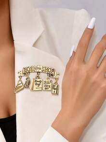Born To Shop Brooch Pin For Women - Cute Money Bag Letter Tag Brooch For Sweater Jacket Hat Shoes Outfit Accessory - Born Shopaholic - View 9