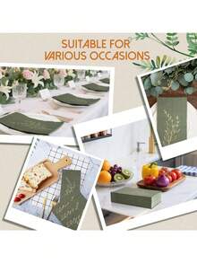 20 piezas de servilletas desechables de papel de 2 capas con estampado de hojas verdes grandes, tamaño 40 x 33 cm, adecuadas para bodas, fiestas, vacaciones, cumpleaños, decoración de aniversarios, suministros para fiestas - multicolor - Ver 6