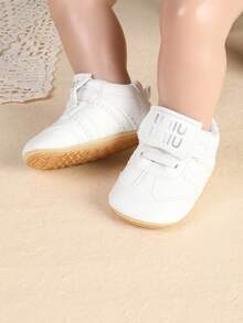 Giày trẻ sơ sinh unisex 0-1 tuổi, giày thể thao đế cao su, giày trẻ sơ sinh. - trắng - Xem 3