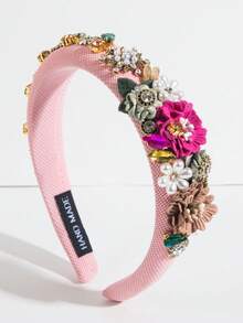 1 Stück modischer, süßer einfarbiger Stoff Blumen Haarreif, eleganter Frühlings Blumen Dekor Haarreif, vielseitig niedlicher Haarschmuck für Mädchen, Sommer, Feiertage, Reisen - FG635 - Rosa - Übersicht 2