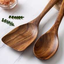 Set de 9 piezas de utensilios de cocina de madera de palo de rosa, espátula de madera, cucharón de sopa, herramientas para utensilios de cocina antiadherentes - Marrón - Ver 4