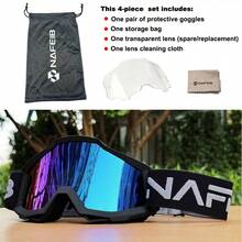 1 Set Of Outdoor Cycling Goggles, Motorcycle Off-Road Dustproof Goggles, And Sports Windproof Ski Goggles, With A Storage Bag And Lens Cleaning Cloth. Colored And Clear Lenses Are Available. Suitable For Cycling, Skiing, And Surfing. - 彩色 - 查看 9