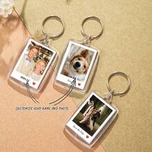 Customizable Acrylic Keychain - Add Your Own Photo And Name, Perfect Gift For Couples, Weddings, Personalized Acrylic Photo Keychain - Customized Name Photo Keychain For Valentine's Day, Birthday, And Daily Use - Multicolor - View 5