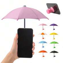 带拳头吸盘的手机伞，防晒通用迷你防风遮阳伞，手机配件 - 彩色 - 查看 1