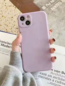 1pc Minimalist Solid Purple Shockproof Protective Phone Case, Suitable Compatible With Apple 17/17 Pro/17 Pro Max/16/16 Pro Max/15/14/13/12 Pro Max, Soft TPU Anti-Fingerprint Phone Case, Valentine's Day/Birthday Gift - Purple - View 5