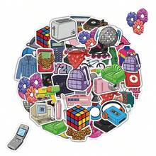 50pcs Y2K Minimalist Graffiti Stickers, Creative Decorative Stickers For Water Bottles - Multicolor - View 3