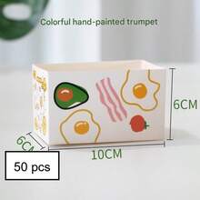 50pcs Portable Sandwich Packaging Boxes, Toast Bread Takeout Boxes, Bakery Snack Food Containers, Suitable For Cafe, Bakery, Takeout, Picnic, Lunch, Dessert - Multicolor - View 10