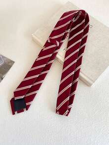 1条红底白条纹围巾，女士时尚系带发带，条纹围巾腰带，长款修身腰带，适合夏季、秋季、派对和其他场合 - 紅色 - 查看 4