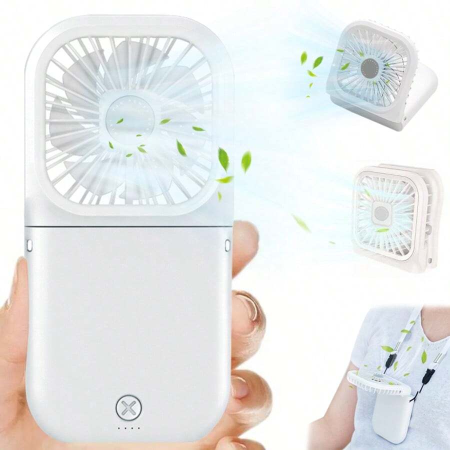 1pc Fashionable Handheld Digital Neck Fan, USB Rechargeable, Mini Fan, Portable Fan, USB Power Bank Fast Charging Desktop Foldable Small Electric Fan, Ideal Companion For Hot Summer